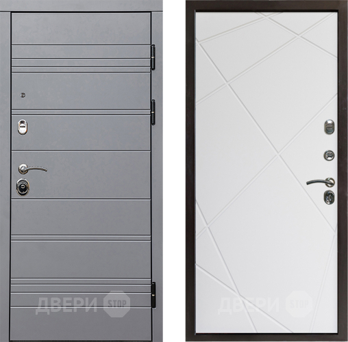Входная металлическая Дверь Престиж Линия Грэй Лучи Бетон белый в Истра