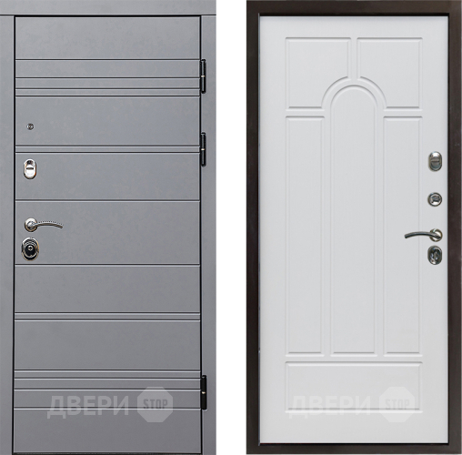 Входная металлическая Дверь Престиж Линия Грэй Арка Белое дерево в Истра