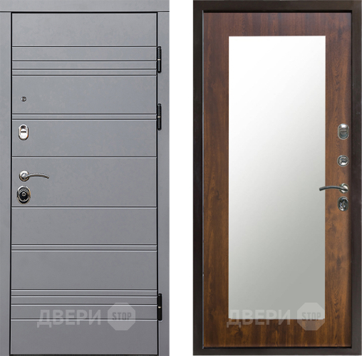 Входная металлическая Дверь Престиж Линия Грэй Зеркло Пастораль Дуб в Истра