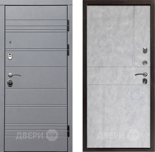 Входная металлическая Дверь Престиж Линия Грэй Горизонт Бетон светлый в Истра