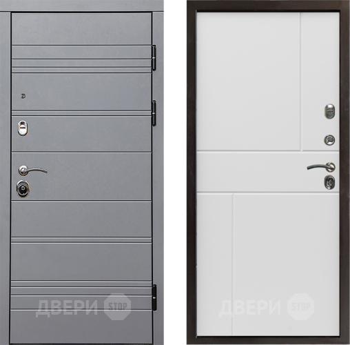 Входная металлическая Дверь Престиж Линия Грэй Горизонт Бетон белый в Истра