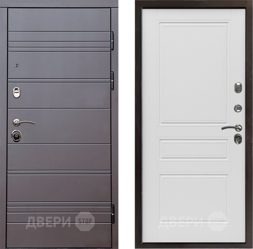 Входная металлическая Дверь Престиж Линия Браун Классика Лиственница белая в Истра