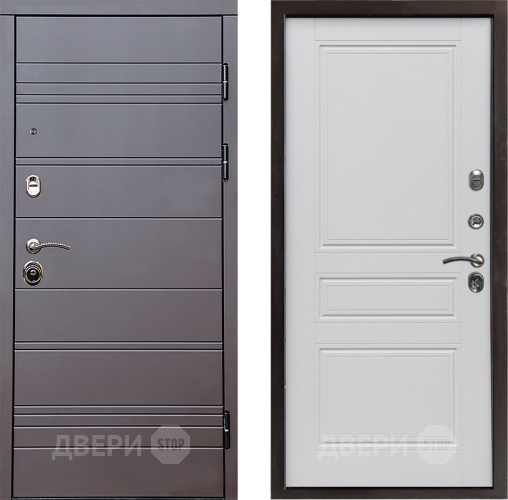 Входная металлическая Дверь Престиж Линия Браун Классика Белый матовый в Истра