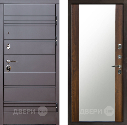 Входная металлическая Дверь Престиж Линия Браун Зеркало Дуб в Истра