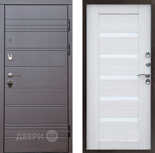 Входная металлическая Дверь Престиж Линия Браун Царга Лиственница белая в Истра