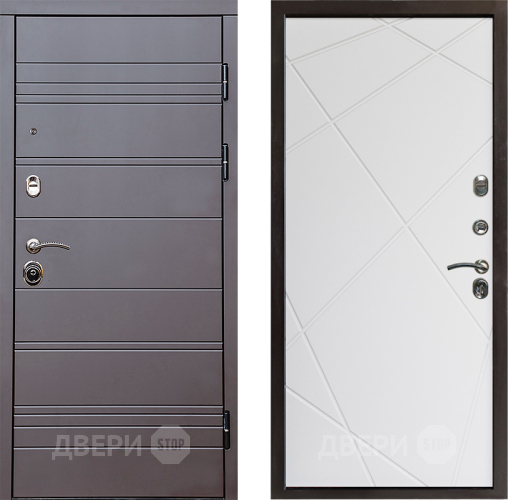 Входная металлическая Дверь Престиж Линия Браун Лучи Бетон белый в Истра