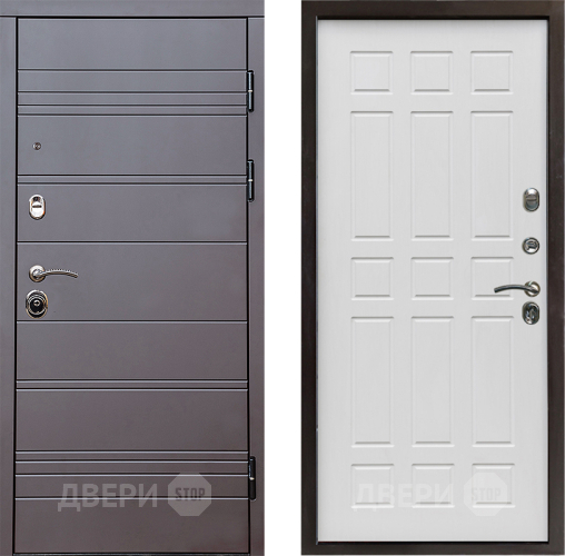 Входная металлическая Дверь Престиж Линия Браун Спарта Белое дерево в Истра