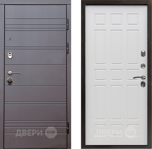 Входная металлическая Дверь Престиж Линия Браун Спарта Лиственница белая в Истра