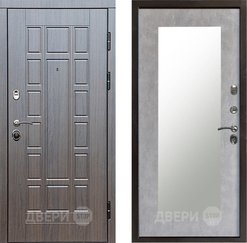 Входная металлическая Дверь Престиж Престиж Зеркло Пастораль Бетон светлый в Истра