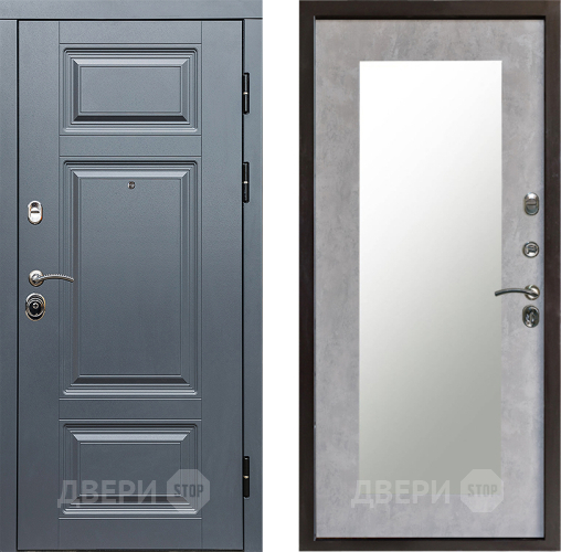 Входная металлическая Дверь Престиж Премиум Зеркло Пастораль Бетон светлый в Истра