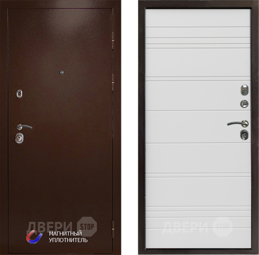 Входная металлическая Дверь Престиж Медь Line Белый в Истра