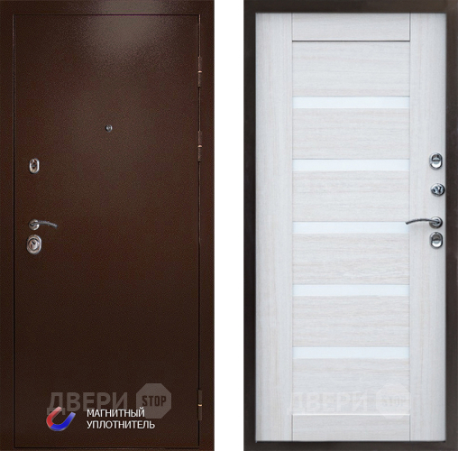 Входная металлическая Дверь Престиж Медь Царга Лиственница белая в Истра