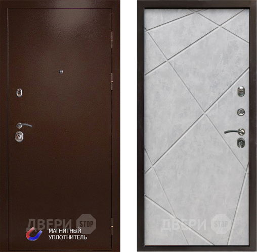 Входная металлическая Дверь Престиж Медь Лучи Бетон светлый в Истра