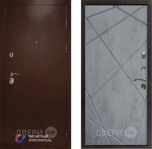 Входная металлическая Дверь Престиж Медь Лучи Бетон темный в Истра