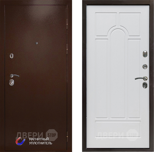 Входная металлическая Дверь Престиж Медь Арка Белое дерево в Истра