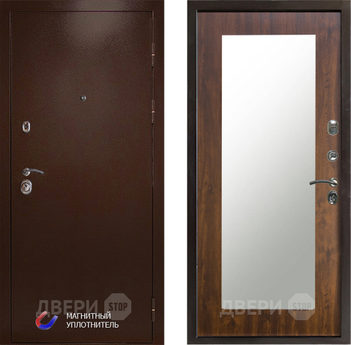 Входная металлическая Дверь Престиж Медь Зеркло Пастораль Дуб в Истра