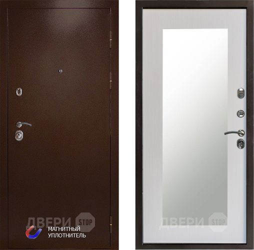 Входная металлическая Дверь Престиж Медь Зеркло Пастораль Лиственница белая в Истра
