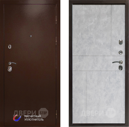 Входная металлическая Дверь Престиж Медь Горизонт Бетон светлый в Истра