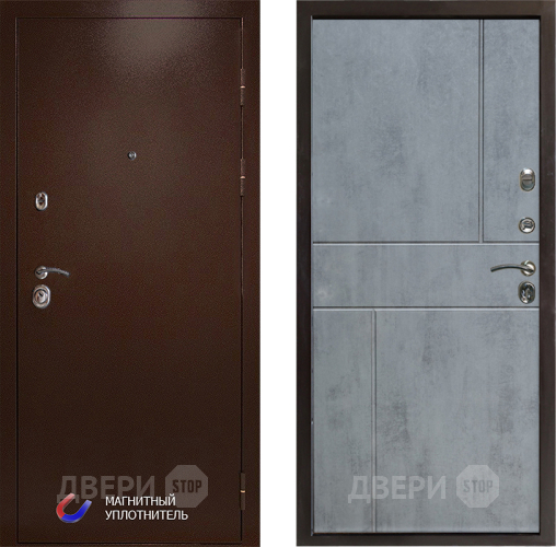 Входная металлическая Дверь Престиж Медь Горизонт Бетон темный в Истра