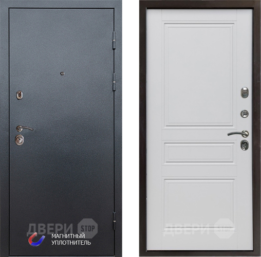 Входная металлическая Дверь Престиж Графит Классика Белый матовый в Истра