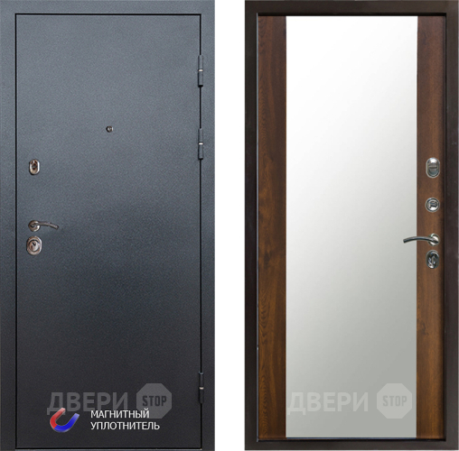 Входная металлическая Дверь Престиж Графит Зеркало Дуб в Истра