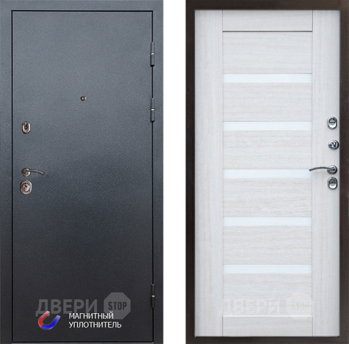 Входная металлическая Дверь Престиж Графит Царга Лиственница белая в Истра