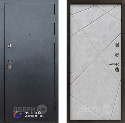 Входная металлическая Дверь Престиж Графит Лучи Бетон светлый в Истра