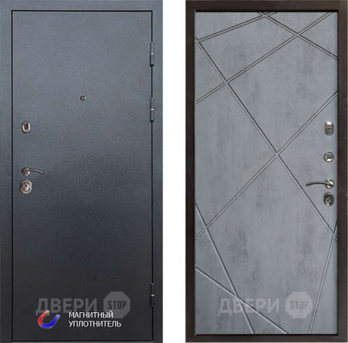 Входная металлическая Дверь Престиж Графит Лучи Бетон темный в Истра