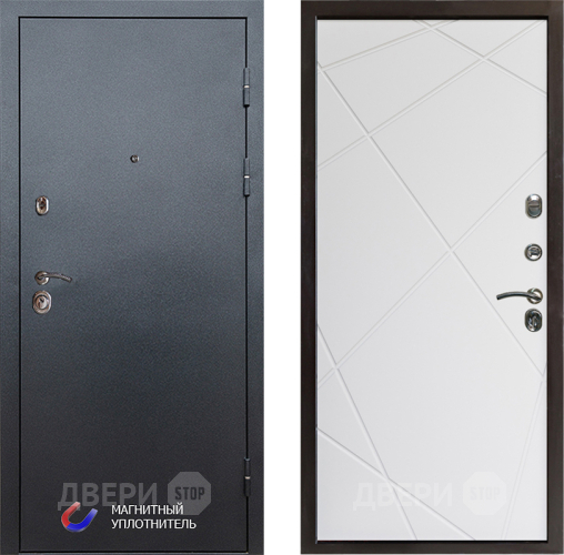 Входная металлическая Дверь Престиж Графит Лучи Бетон белый в Истра