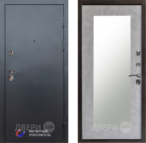 Дверь Престиж Графит Зеркло Пастораль Бетон светлый в Истра