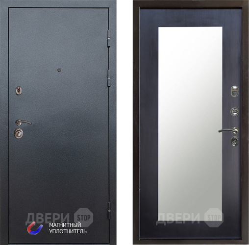 Входная металлическая Дверь Престиж Графит Зеркло Пастораль Венге в Истра