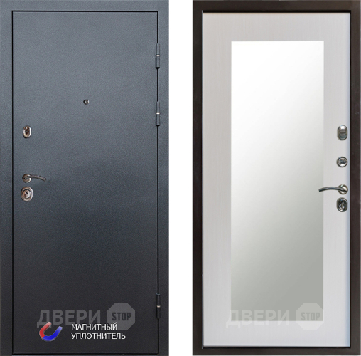 Входная металлическая Дверь Престиж Графит Зеркло Пастораль Лиственница белая в Истра