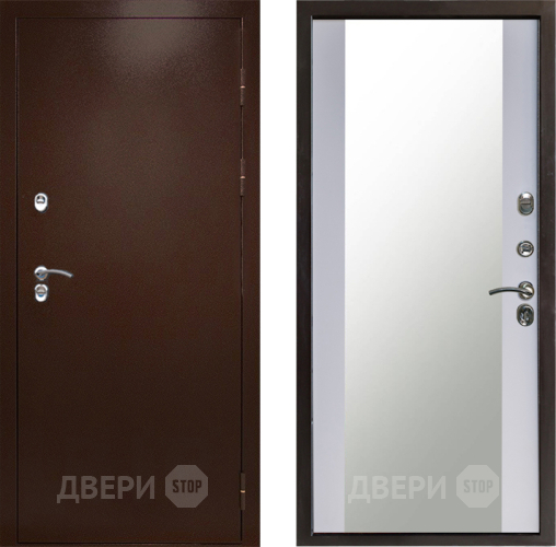Дверь Престиж TERMO с терморазрывом Снегирь Медь Зеркало Белый софт в Истра