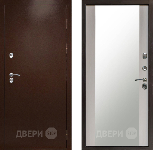 Входная металлическая Дверь Престиж TERMO с терморазрывом Снегирь Медь Зеркало Лиственница белая в Истра