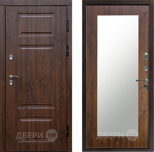 Входная металлическая Дверь Престиж TERMO с терморазрывом Премиум Орех Зеркало пастораль Дуб в Истра