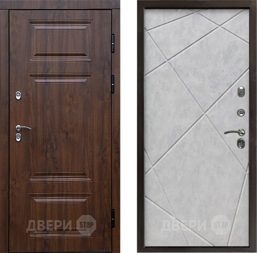 Входная металлическая Дверь Престиж TERMO с терморазрывом Премиум Орех Лучи Бетон светлый в Истра