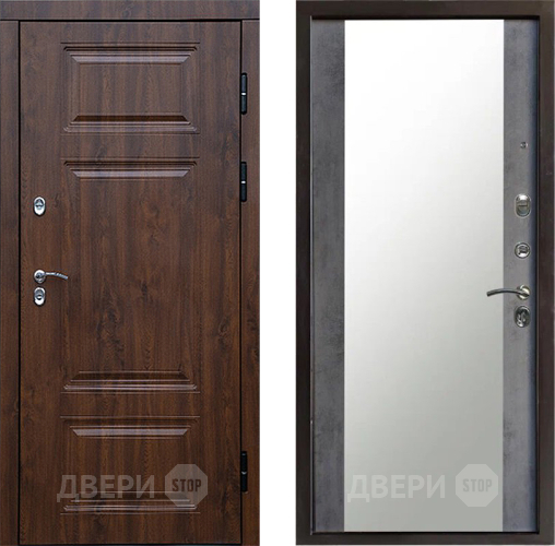 Входная металлическая Дверь Престиж TERMO с терморазрывом Премиум Орех Зеркало Бетон темный в Истра
