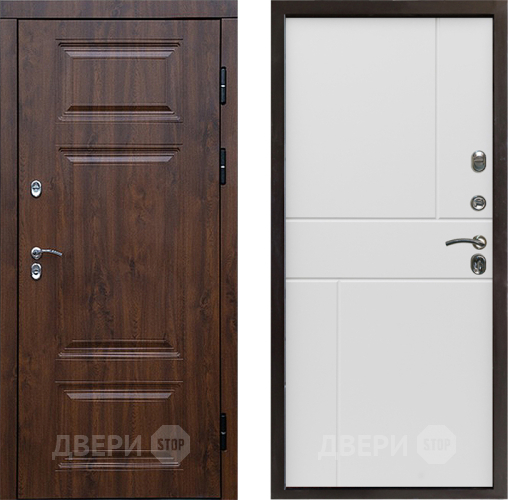 Входная металлическая Дверь Престиж TERMO с терморазрывом Премиум Орех Горизонт Бетон белый в Истра