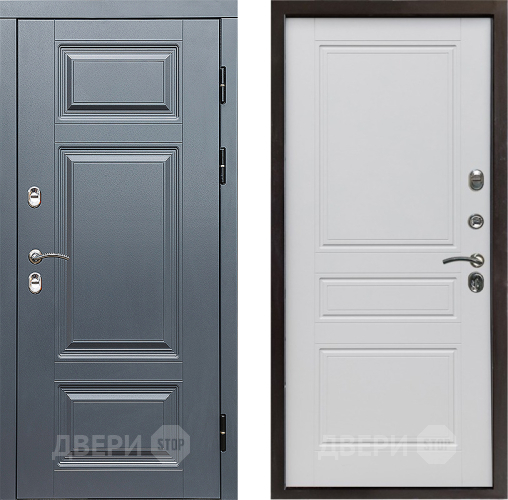 Входная металлическая Дверь Престиж TERMO с терморазрывом Премиум Грэй Классика Белый матовый в Истра