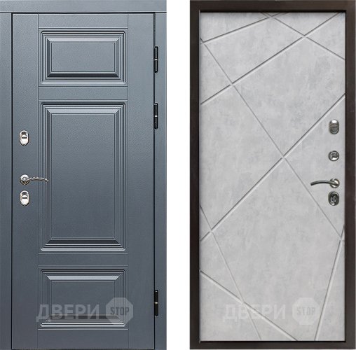 Входная металлическая Дверь Престиж TERMO с терморазрывом Премиум Грэй Лучи Бетон светлый в Истра