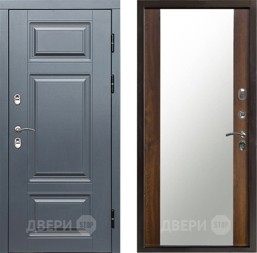Входная металлическая Дверь Престиж TERMO с терморазрывом Премиум Грэй Зеркало Дуб в Истра