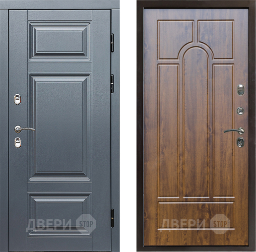 Входная металлическая Дверь Престиж TERMO с терморазрывом Премиум Грэй Арка Дуб в Истра