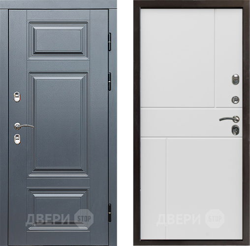 Входная металлическая Дверь Престиж TERMO с терморазрывом Премиум Грэй Горизонт Бетон белый в Истра