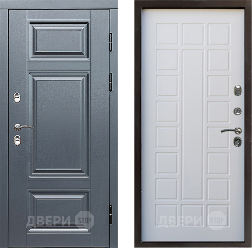 Входная металлическая Дверь Престиж TERMO с терморазрывом Премиум Грэй Престиж Белое дерево в Истра