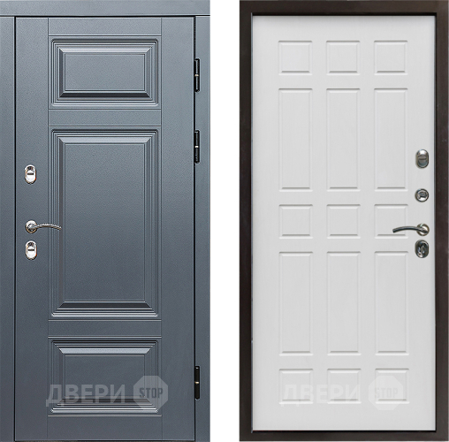 Входная металлическая Дверь Престиж TERMO с терморазрывом Премиум Грэй Спарта Белое дерево в Истра
