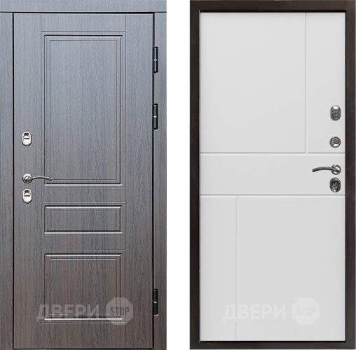 Входная металлическая Дверь Престиж TERMO с терморазрывом Классика Горизонт Бетон белый в Истра