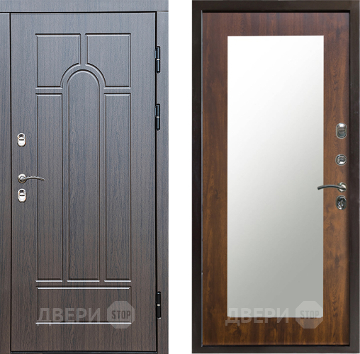 Входная металлическая Дверь Престиж TERMO с терморазрывом Арка Зеркало пастораль Дуб в Истра