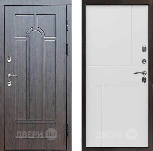 Входная металлическая Дверь Престиж TERMO с терморазрывом Арка Горизонт Бетон белый в Истра