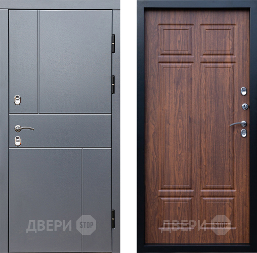 Входная металлическая Дверь Престиж TERMO с терморазрывом Горизонт Грэй Премиум Орех темный в Истра