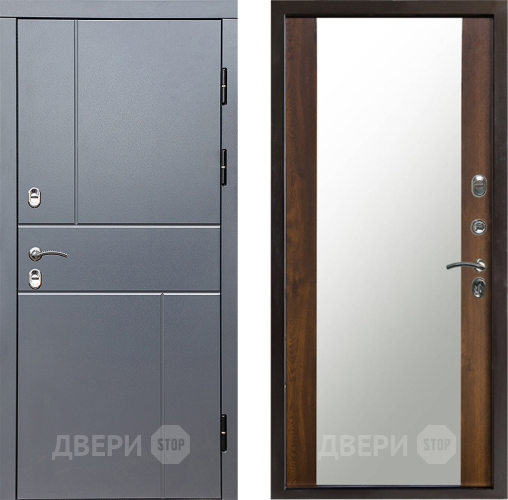 Входная металлическая Дверь Престиж TERMO с терморазрывом Горизонт Грэй Зеркало Дуб в Истра